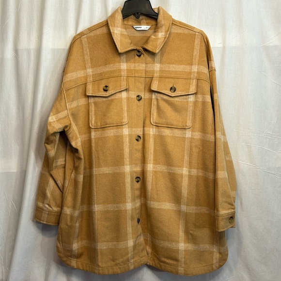 Sonoma Shacket Tan & White Plaid in Sizes 0X, 1X‎ NWT - Picture 2 of 13
